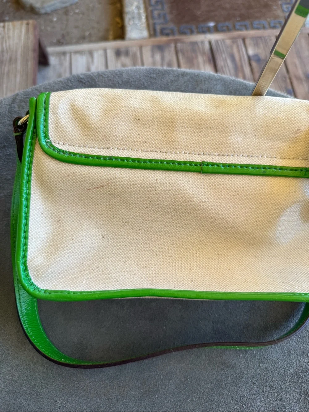Kate Spade Vintage Floral Flap Crossbody & Green Patent Wallet Set